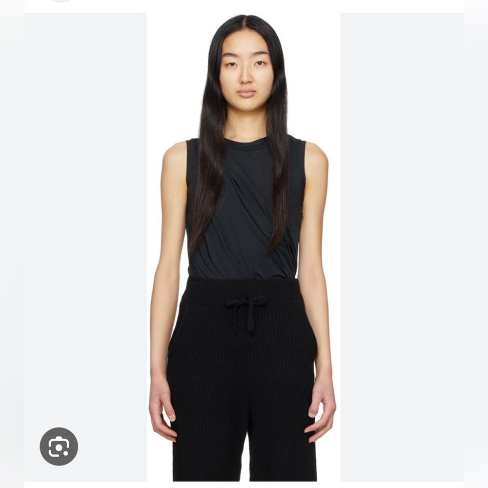 Rag and Bone Rose Nylon Drape tank bodysuit in black
